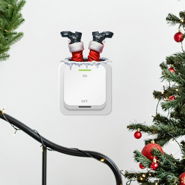 BRUP Weihnachtsmann-Beine Wandaufkleber aus PVC, bunter Weihnachts-Schalter-Aufkleber für Wohnzimmer und Eingangshalle - Bild 1