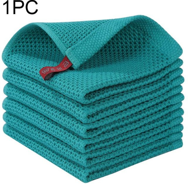 Ultraweiches Küchentuch aus 100% Baumwolle in Waffel-Optik, Farbe: Blaugrün, B/H: 25 x 25 cm - Bild 1