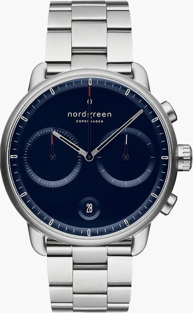 Nordgreen Herrenuhr Pioneer Chronograph, Quarz, Edelstahl, 42 mm, Blau - Bild 1