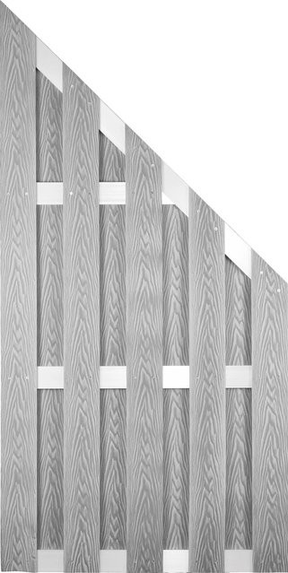 T & J WPC-Sichtschutzzaun Dalian Ecke in Grau gebürsteter Alu-Optik, Höhe: 180 cm, Breite: 90 cm - Bild 1