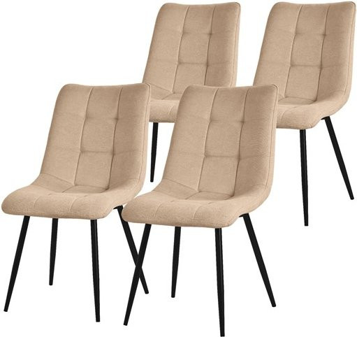 ML-Design Esszimmerstühle 4er Set Hellbraun mit Polyesterbezug und Stahlbeinen - Bild 1