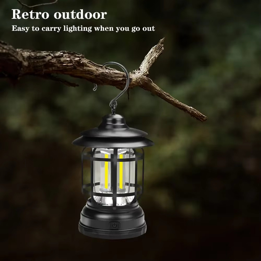 ESMARTER LED Camping Laterne in Grün und Schwarz mit warmweißem Licht und zwei Beleuchtungsmodi, batteriebetrieben für Outdoor und Indoor - Bild 2