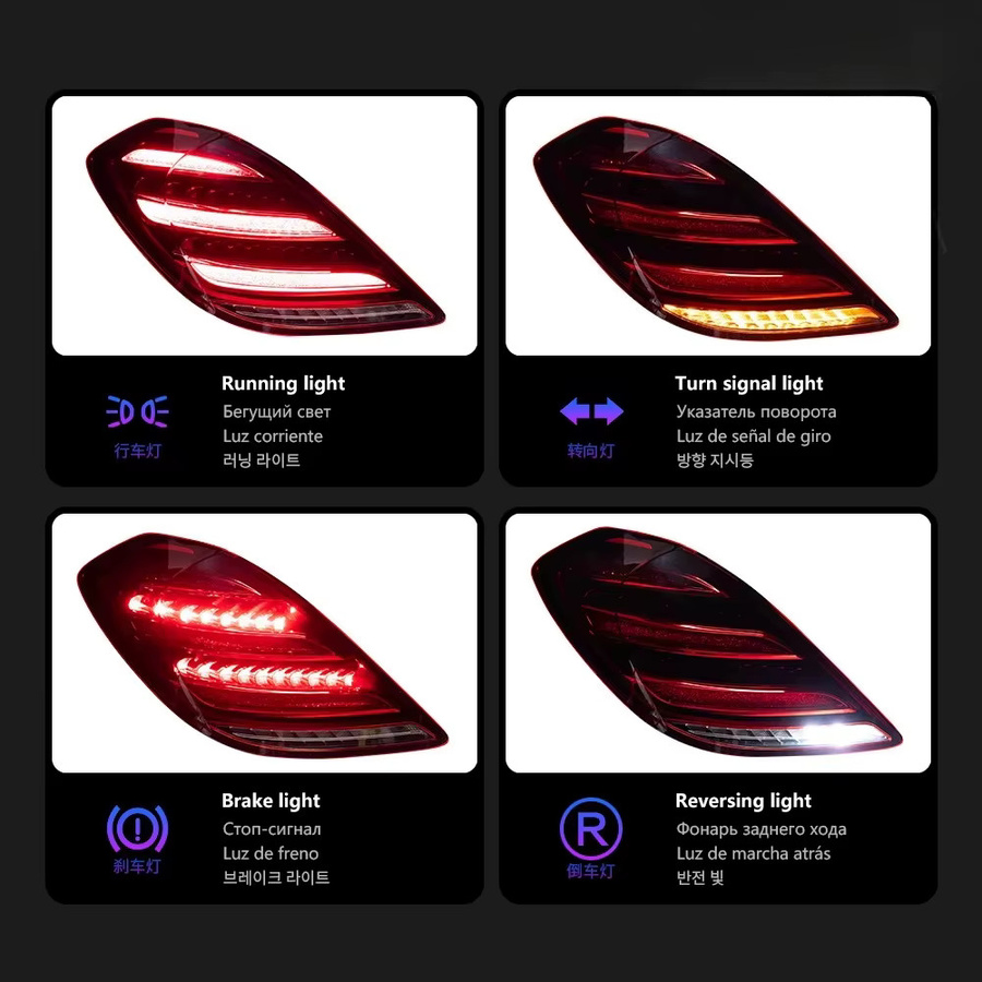 LED-Rücklicht in W223-Stil für Mercedes-Benz S-Klasse W222 (2013-2017) S350 S400 mit DRL und Brems-Blinkleuchten-Baugruppe von carinamoba in Rot - Bild 3