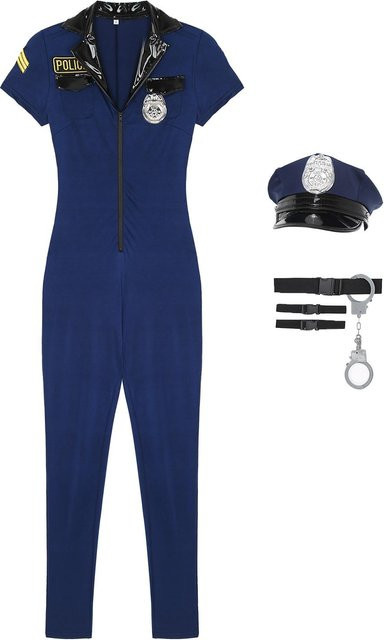 HULIJA Polizei Cosplay Kostüm, 7-teiliges Set, Blau - Bild 1