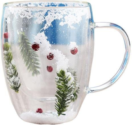 Doppelwandige Glastasse Pavo mit floralem Design, 350 ml, transparent für Kaffee, Tee und andere Heiß- oder Kaltgetränke - Bild 1