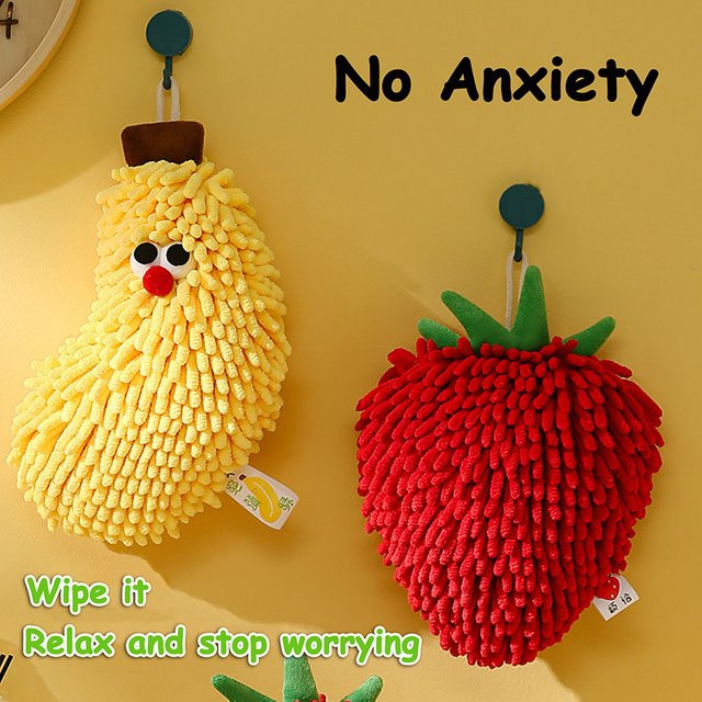 Sommer6 Chenille Handtuch mit Bananen- und Erdbeer-Motiv für Küche und Bad, schnell trocknender Waschlappen - Bild 1