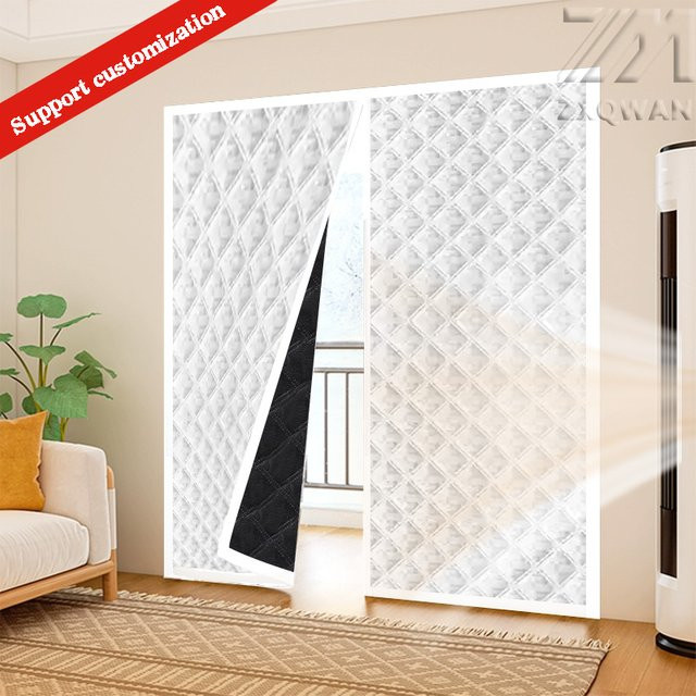 Winddichter und thermoisolierender Türvorhang aus Baumwolle in Weiß, magnetischer Balkonvorhang mit Doppelschicht, B/H: 130 x 180 cm - Bild 1