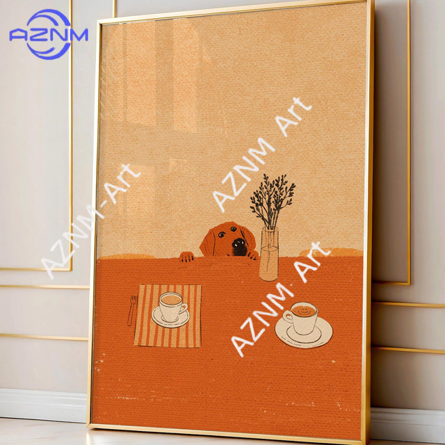KAYOU Abstrakter Wandkunstdruck Sneaky Dog Kitchen mit skurriler Tier-Skizze im Scandinavian Style - Bild 1