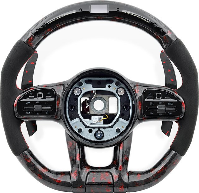 Carbon-Faser-Alcantara-Lenkrad für Mercedes-Benz C-Klasse und E-Klasse mit RGB-Licht in Schwarz - Bild 1