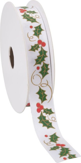VBS Druckband Ilex in Weiß für Weihnachten - Bild 1