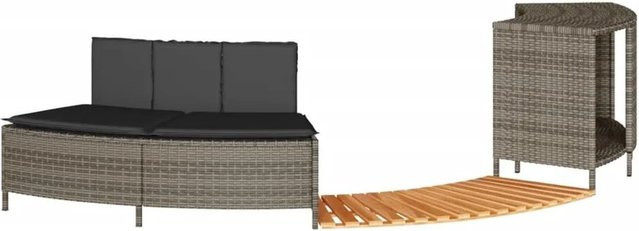 vidaXL Whirlpool-Umrandung aus grauem Polyrattan und geöltem Akazienholz - Bild 1