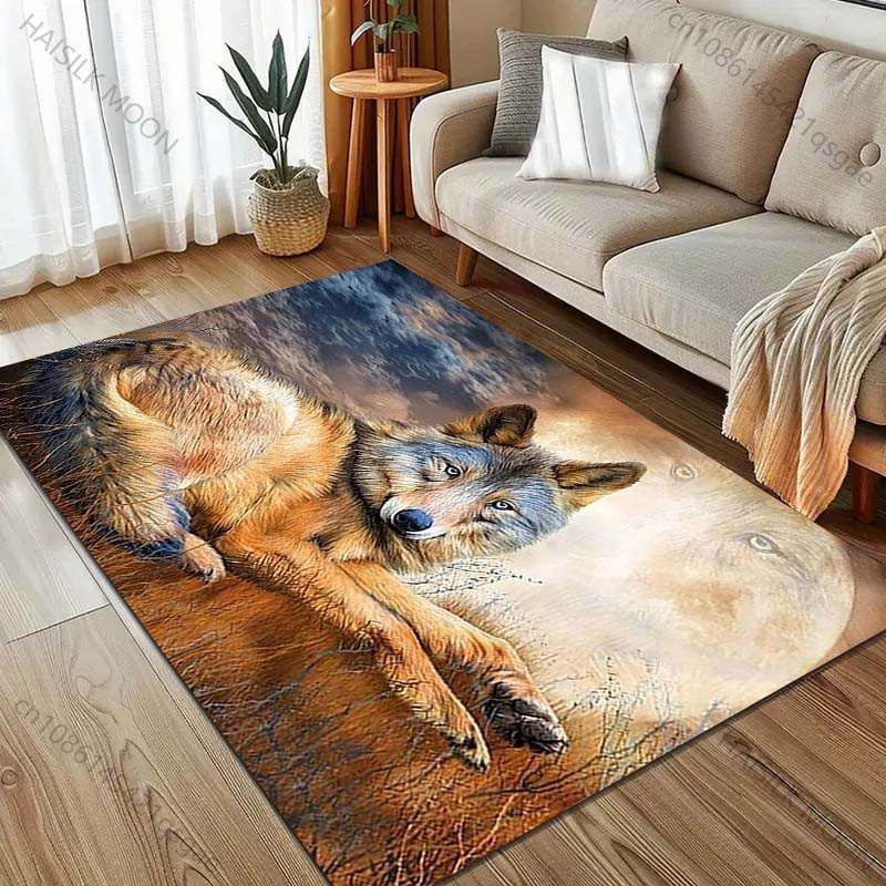 UQIDEHOME Vintage Art Wolf Teppich, Mehrfarbig, B/T: 80 x 50 cm - Bild 5