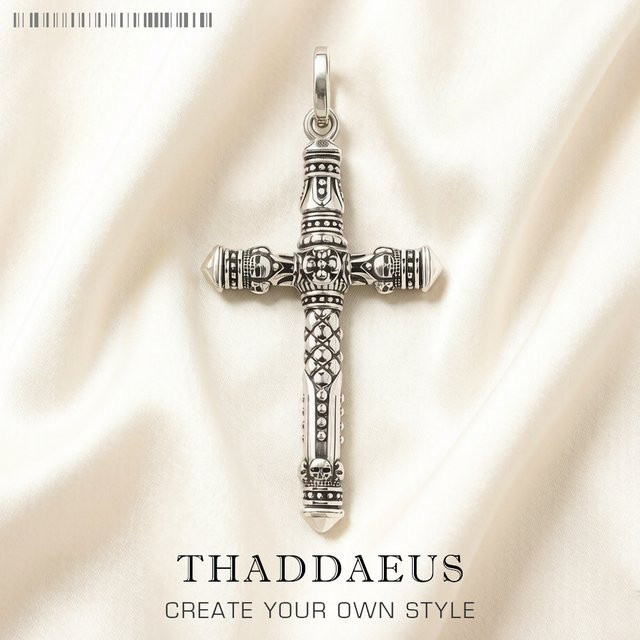 Thaddaeus Anhänger Kreuz, 925 Silber, Vintage, Unisex - Bild 1