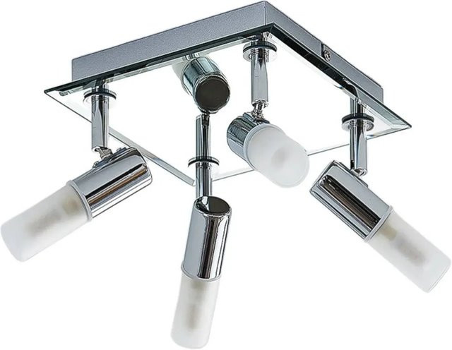 Lindby Deckenlampe Zela Badezimmerleuchte aus Metall und Glas in Chrom, 4-flammig, IP44, G9 - Bild 1