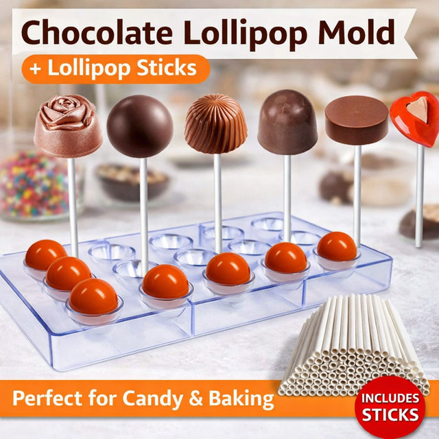 DIY Schokoladenlutscher-Formen-Set aus Silikon mit 100 Stäbchen, runde Cake-Pop-Backformen für hausgemachte Süßigkeiten, transparent - Bild 1