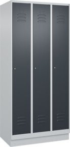 C+P Spind Classic PLUS Garderobenschrank mit Sockel, 3 Abteile, Grau/Anthrazit, H x B x T: 195 x 90 x 50 cm - Bild 1