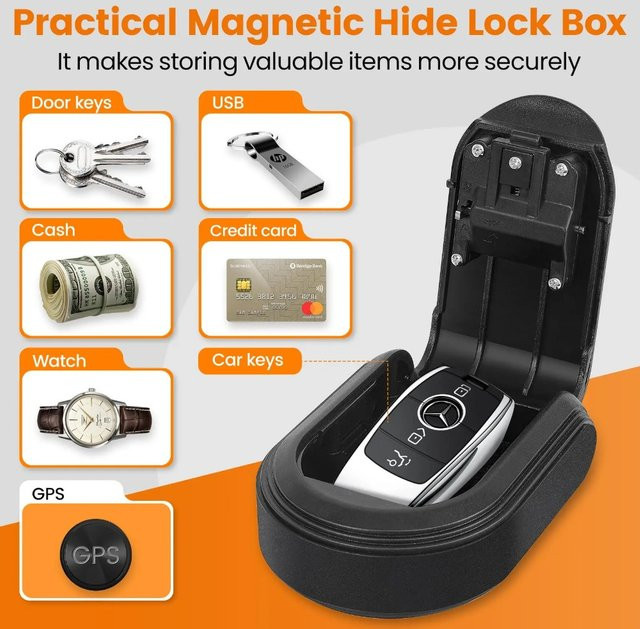 Magnetischer Schlüsselkasten mit 4-stelliger Kombination als wasserdichtes Schlüsselversteck für das Auto in Schwarz und Rot - Bild 1