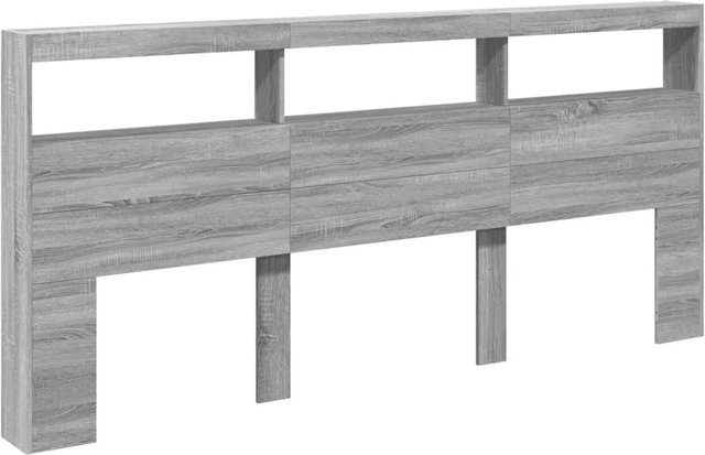 vidaXL LED-Kopfteil mit Ablage und USB-Anschluss, Grau Sonoma, B/T/H: 220 x 17 x 102 cm - Bild 1