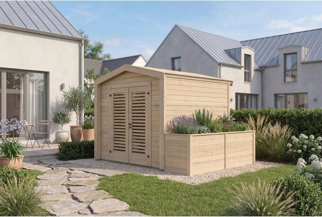 Weka Holz-Gartenhaus Killarney mit Satteldach in Natur/Braun, B/T/H: 334 x 263 x 241 cm - Bild 1