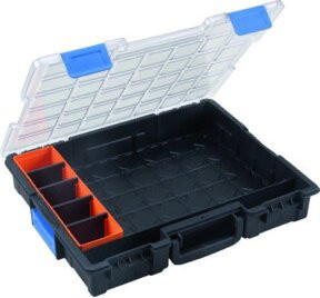 Allit Sortimentskasten mit 12 Fächern und 10 Trennstege, transparent schwarz, B/T/H: 44,0 x 35,5 x 7,6 cm - Bild 1