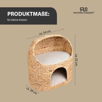 Katzenkorb Queeny von Silvio Design in Naturfarben mit abnehmbarem Bezug und Höhlenfunktion