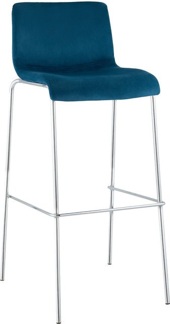 CLP Barhocker Hover mit Lehne, gepolsterter Barstuhl mit Samtbezug und Metallgestell in Chrom, modernem Design, belastbar bis 150 kg - Bild 1