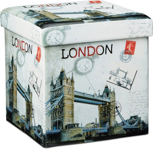 Relaxdays Sitzhocker London aus Kunstleder mit Stauraum, faltbar, Multicolour, B/T/H: 38 x 38 x 38 cm - Bild 1