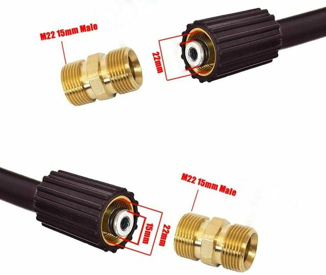 Karcher Hochdruckreiniger Adapter M22 auf 15mm Stecker für Schlauch-Auslassanschluss und Pumpenkupplung - Bild 1