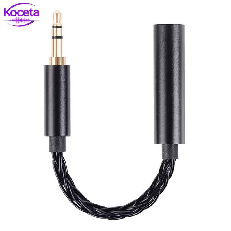 Koceta HiFi Adapterkabel von 4,4mm Stecker auf 3,5mm Buchse in Schwarz und Silber für balancierte Audio-Kopfhörer - Bild 2