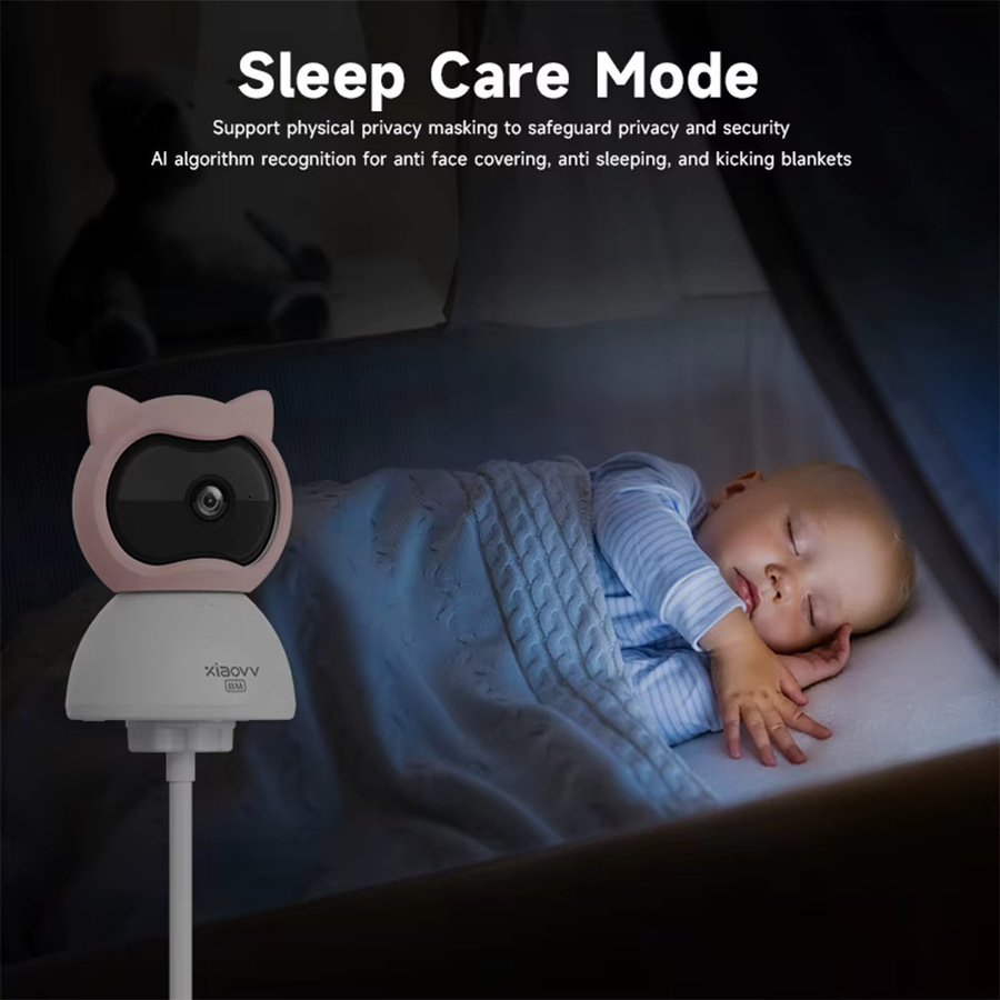 Xiaovv Smart WiFi Babyphone mit 4MP Auflösung, KI-Erkennung, Schreialarm, Zwei-Wege-Audio und Nachtsicht - Bild 2