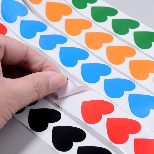 500 Stück Herzform Aufkleber in Blau und Multicolour für DIY Kinder Kunst Handwerk und Scrapbooking - Bild 1