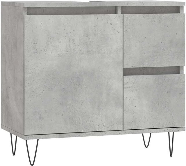 vidaXL Badschrank in Betongrau im industriellen Stil aus Holzwerkstoff und Eisen, B/T/H: 65 x 33 x 60 cm - Bild 1