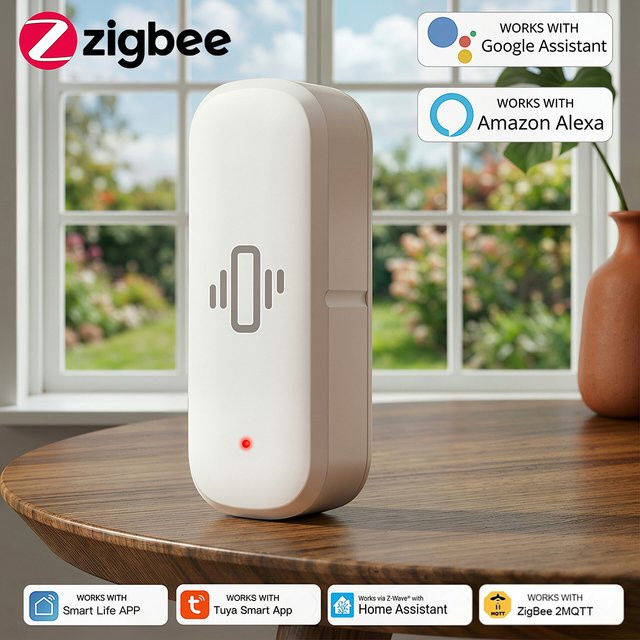 Tuya Zigbee Vibrationssensor mit XYZ-Achsen-Neigungserkennung für Echtzeit-Bewegungs- und Erschütterungsalarm, Sicherheitsschutz für Tresor, Tür und Fenster in Weiß oder Grau - Bild 1