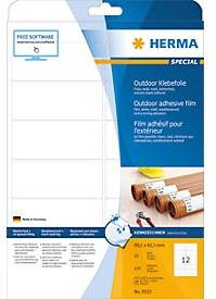 Herma Wetterfeste Folienetiketten aus Kunststoff, Weiß, 120 Stück, A4, Breite: 9,91 cm, Höhe: 4,23 cm - Bild 1