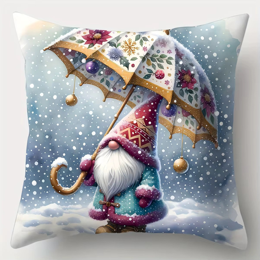 ZZN Winterzwerge Kissenbezüge mit Weihnachtsschneeflocken-Dekor in Multicolour, quadratisch, B/B: 45 x 45 cm - Bild 2