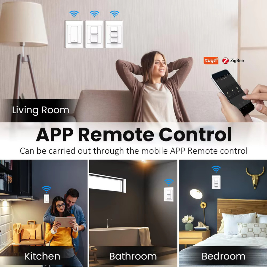 VBU Tuya Zigbee 3.0 Intelligenter Wandschalter als Wanddruckknopf in Weiß mit Sprachsteuerung für Google Home und Alexa - Bild 4