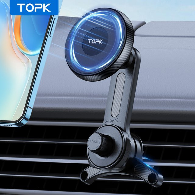 TOPK Magnetischer Autotelefonhalter für MagSafe, schwarze Handyhalterung für Lüftungsschlitze, kompatibel mit iPhone 15/14/13/12 Serie - Bild 1