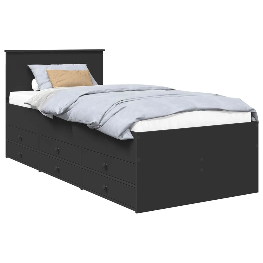 vidaXL Tagesbett mit Schubladen in Schwarz, modernes Design aus Holzwerkstoff - Bild 2