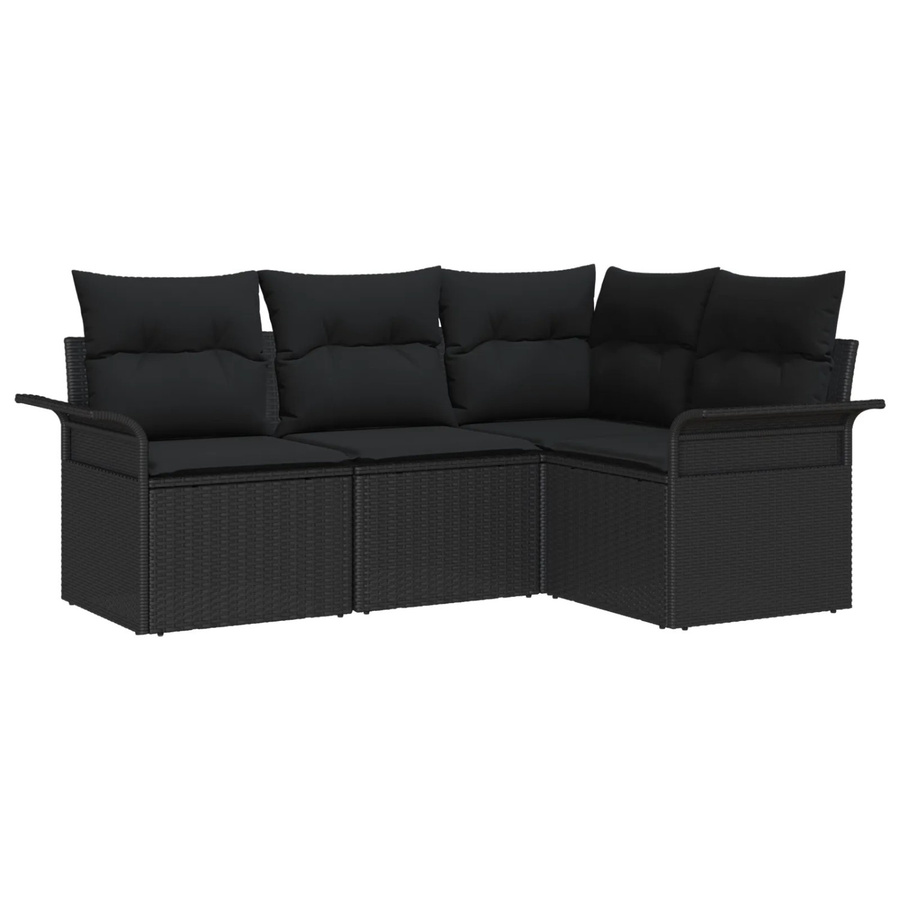 vidaXL Garten-Sofa-Set aus Poly-Rattan in Schwarz mit Kissen und L-Form - Bild 2