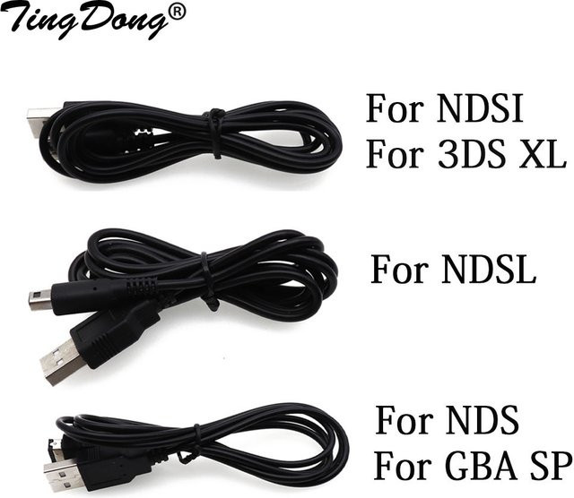 TingDong 2er-Set USB-Datenkabel zum Laden für Nintendo Switch, DS Lite, NDSi, 3DS, New 3DS XL und GBA SP in Schwarz - Bild 1