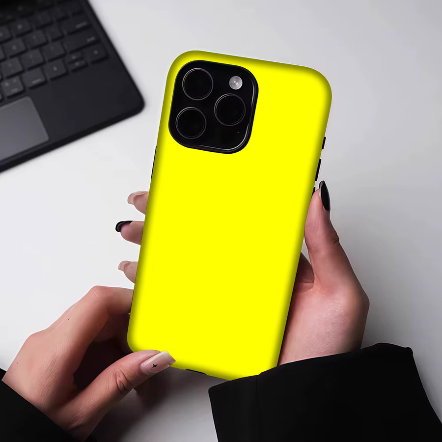 Aurbe Matte 2-in-1 MagSafe Hülle für iPhone 17 16 15 14 Plus Pro Max Stoßfeste Hartschale in Fluoreszierend Gelb - Bild 4