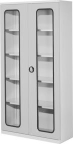 Kappes Systemschrank Serie 400 in Grau mit Sichtfenstertüren und 4 Fachböden, B/T/H: 100 x 41 x 195 cm - Bild 1