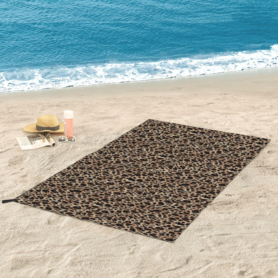 Strandtuch von JMG Household Supplies in Braun mit Leopard-Muster aus Mikrofaser, schnelltrocknend und saugfähig, B/B: 70 x 140 cm - Bild 4