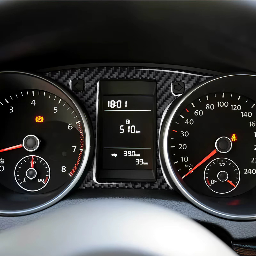Hengyueshang Kohlefaser Armaturenbrett Aufkleber für Volkswagen Golf VI MK6 Plus R GTI (2010-2014) in Schwarz - Bild 4