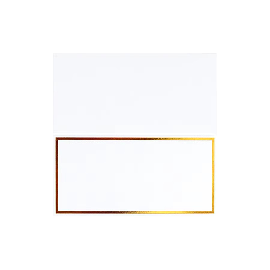 Elegante Blanko-Tischkarten mit Goldfolienrand in Weiß aus Papier für Hochzeit, Party und besondere Anlässe - Bild 4