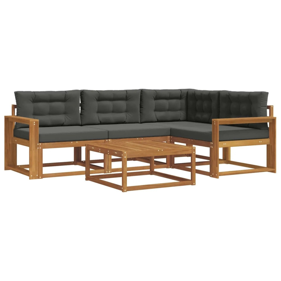 vidaXL Outdoor-Sofagarnitur aus Akazienholz in L-Form mit Kissen, 5-teilig, Anthrazit - Bild 2
