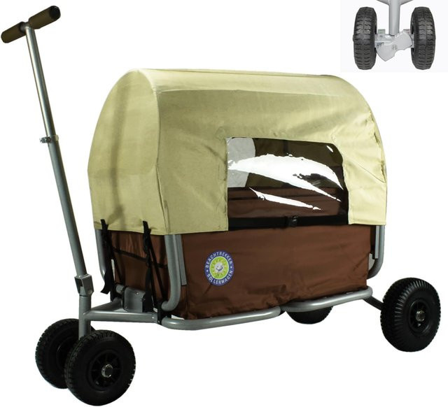Beachtrekker Faltbarer Bollerwagen LiFe mit Feststellbremse und Verdeck, Braun - Bild 1