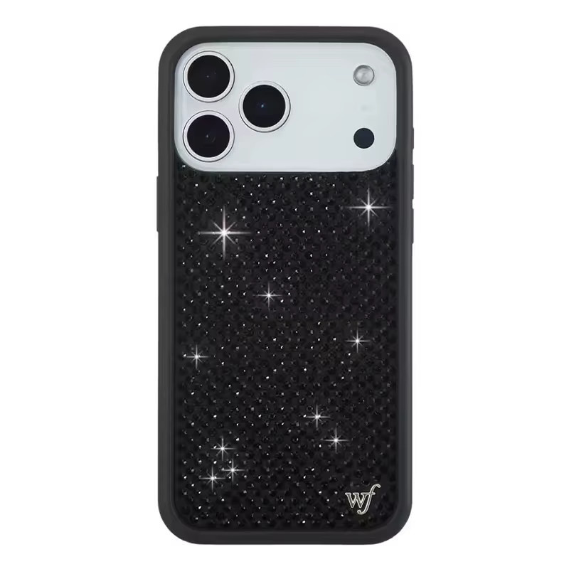 Potdemiel Handyhülle Wildflower INS 3D mit Strass und Glitzer für iPhone 17 16 15 14 13 Pro Max in Pink Schwarz Weiß - Bild 2