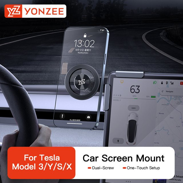 YZ Magnetischer Handyhalter für Tesla Model 3 Y Highland Juniper in Schwarz - Bild 1