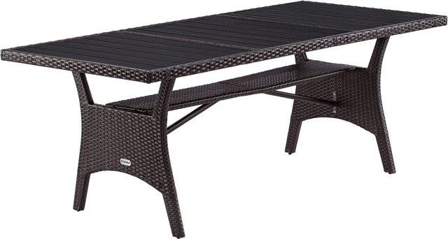 CARARIA® Polyrattan Gartentisch Takeo aus WPC in Braun, B/T/H: 190 x 90 x 75 cm - Bild 1